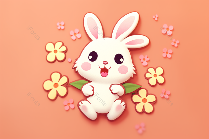 简笔画彩色可爱花朵兔子数字艺术,高清,摄影图,摄影图片,图片大全,摄影图免费下载